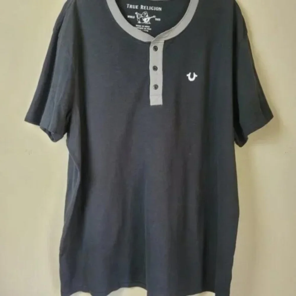 True Religion Henley Short Sleeve Shirt Size 3XL